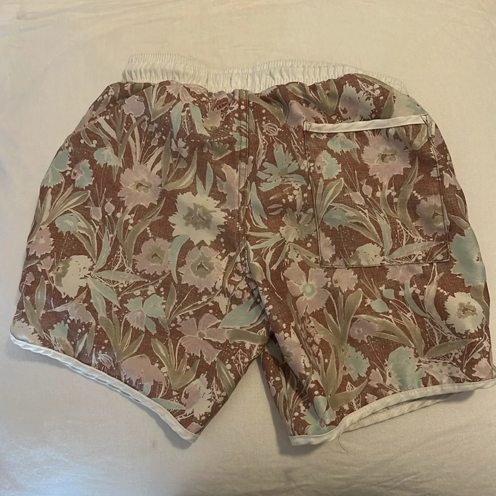 Kids Pink Floral Swim Trunks